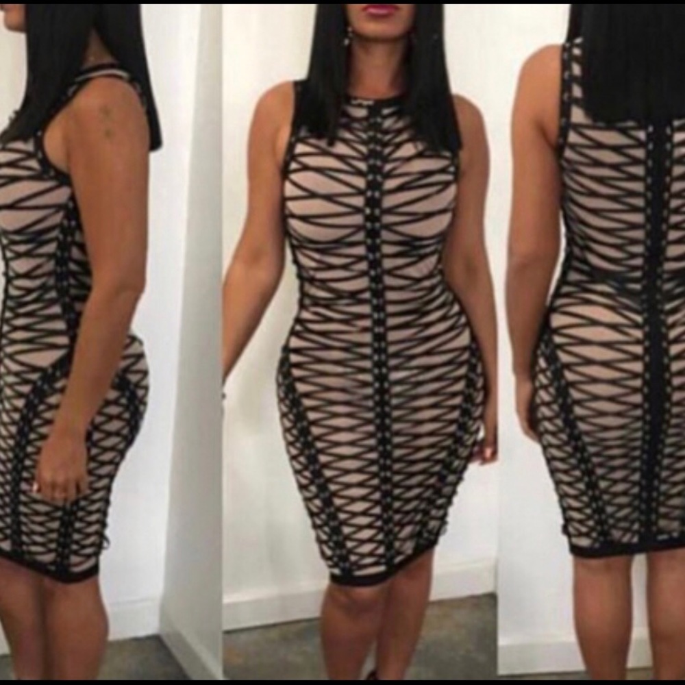 Sexy illusion corset dress